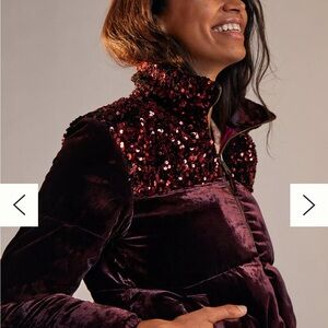 Anthropologie Burgundy Sequin Jacket